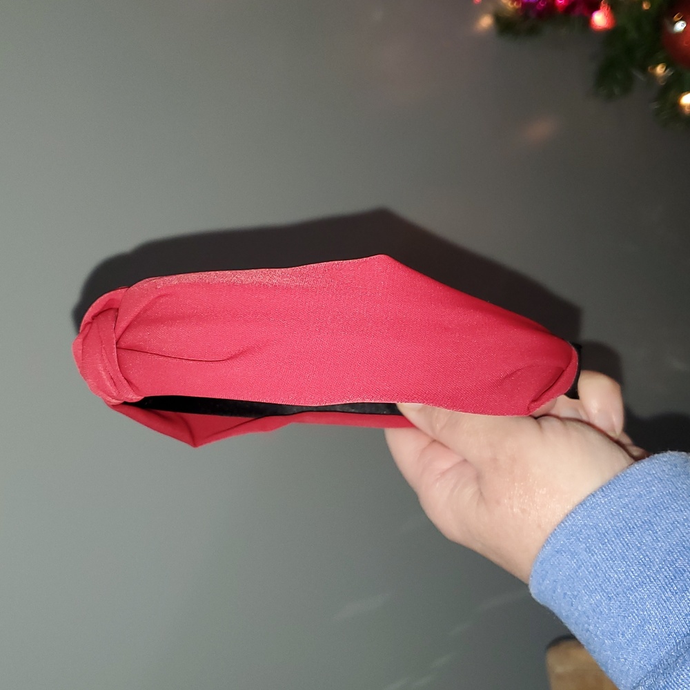 New handmade boutique top knot flexible wide headband red - Picture 2 of 5
